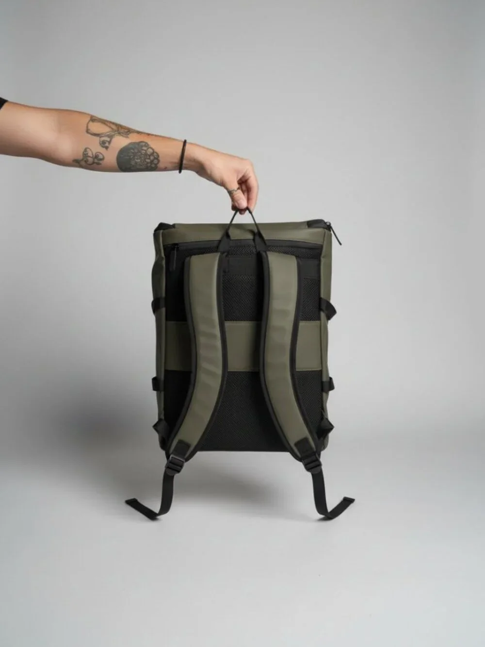 Duchamp London Waterproof Roll-Top Laptop Backpack Taupe Beige Commuter Travel B
